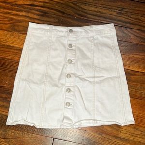 White Denim High Waist Skirt